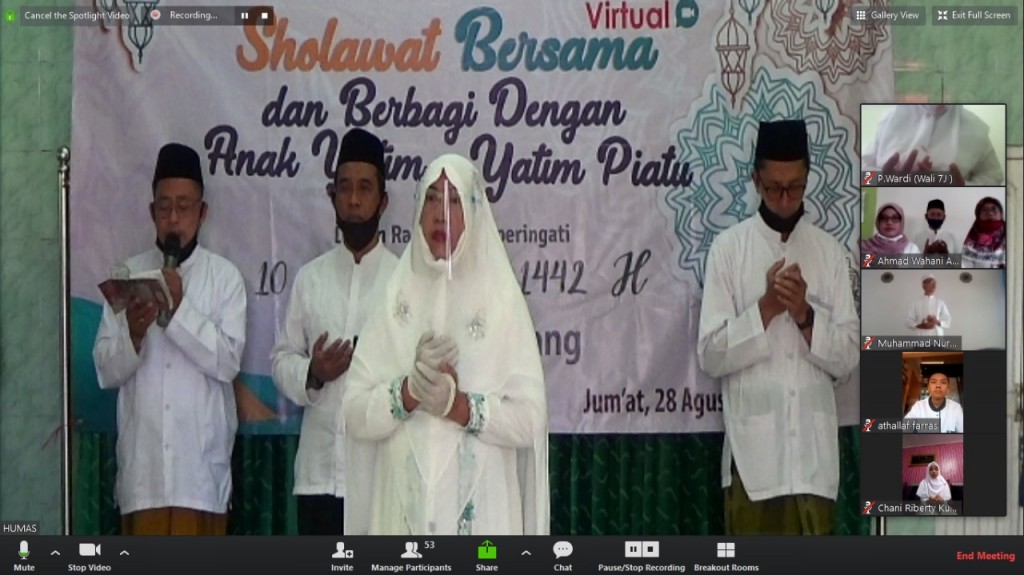 Cegah Penyebaran Covid 19, Peringatan Muharram Virtual dan Santunan Yatim Piatu Secara Cashless
