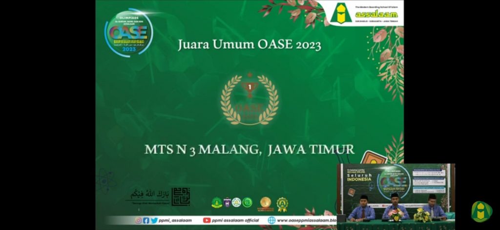 MTsN 3 Malang Meraih Juara Umum OASE