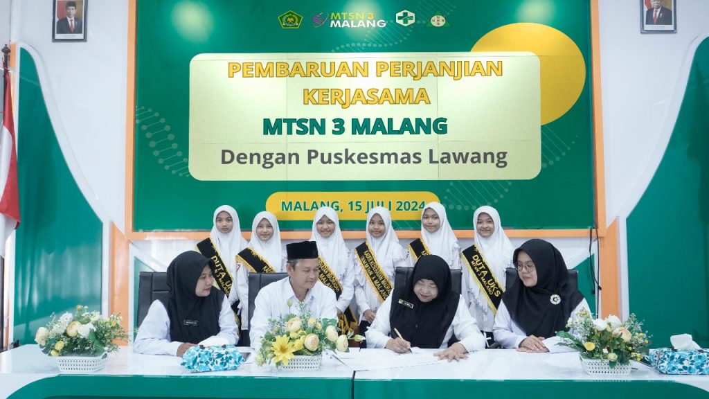 MTsN 3 Malang Menandatangani Pembaruan Perjanjian Kerja Sama (PKS) Dengan Puskesmas Lawang Dalam Rangka Mendukung Program Madrasah Sehat Paripurna