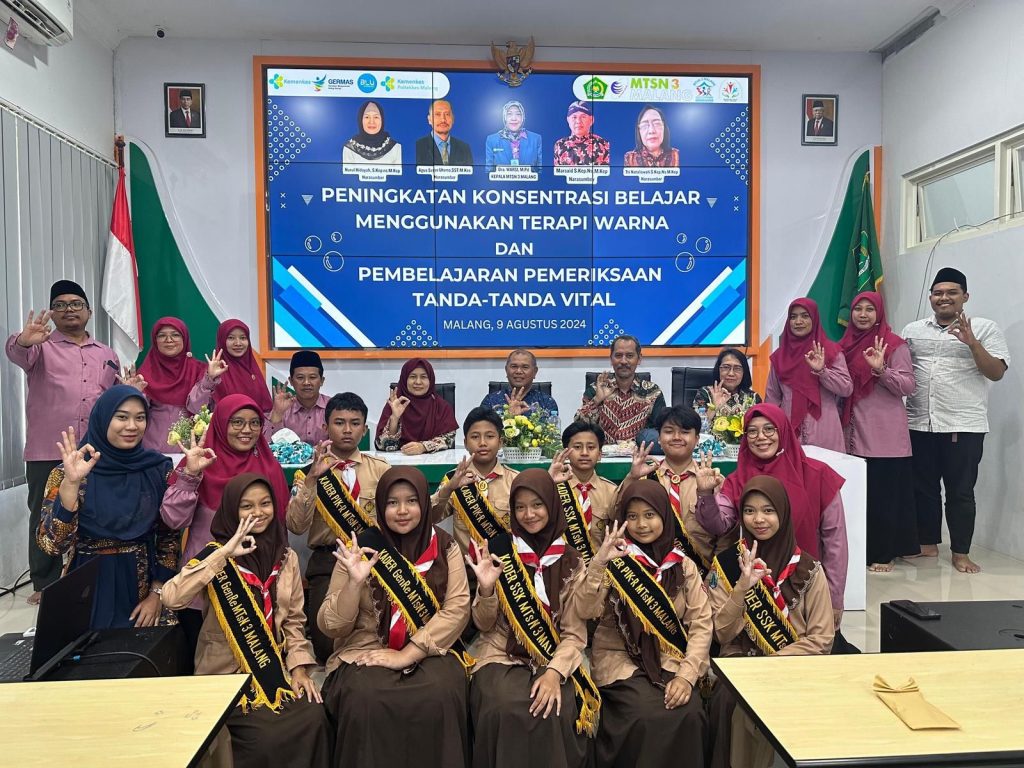 Sosialisasi Peningkatan Konsentrasi Belajar dan Pembelajaran Pemeriksaan Tanda-Tanda Vital Oleh Poltekkes Malang kepada Kader SSK MTsN 3 Malang