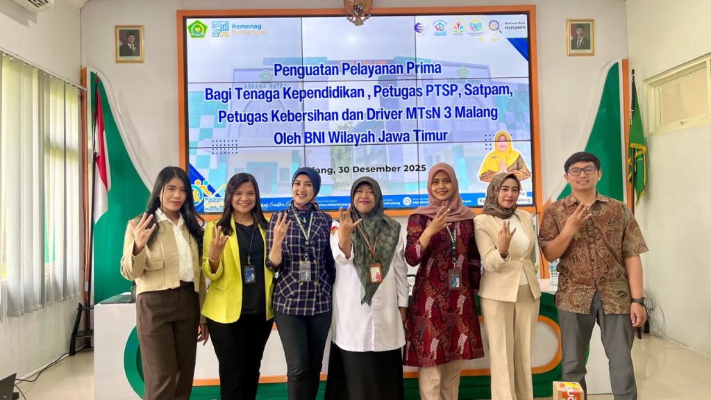 Perkuat Pelayanan Prima, MTsN 3 Malang Gandeng BNI Kantor Wilayah 18 Malang, Dukung Zona Integritas WBK