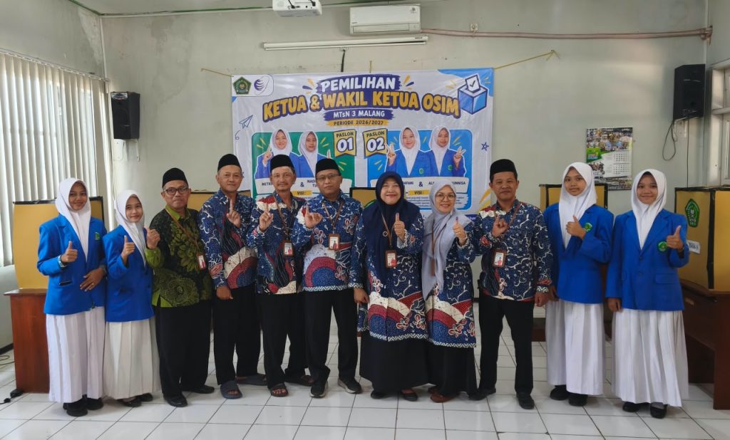 Wujudkan Demokrasi Berintegritas, MTsN 3 Malang Gelar Pemilihan Ketua OSIM Masa Bakti 2026-2027